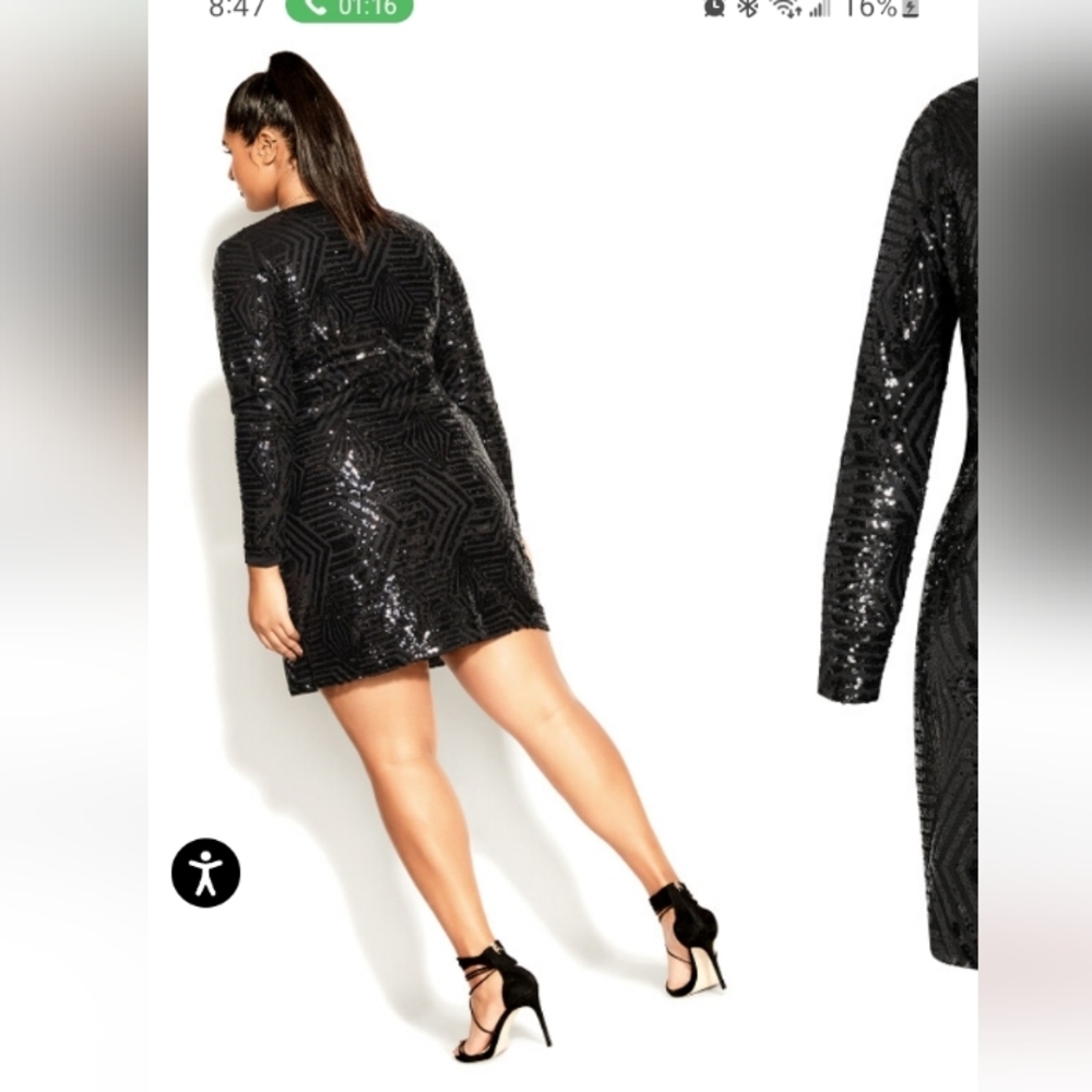 CITY CHIC Elegant Black Sequin Dress - Picture 3 of 4